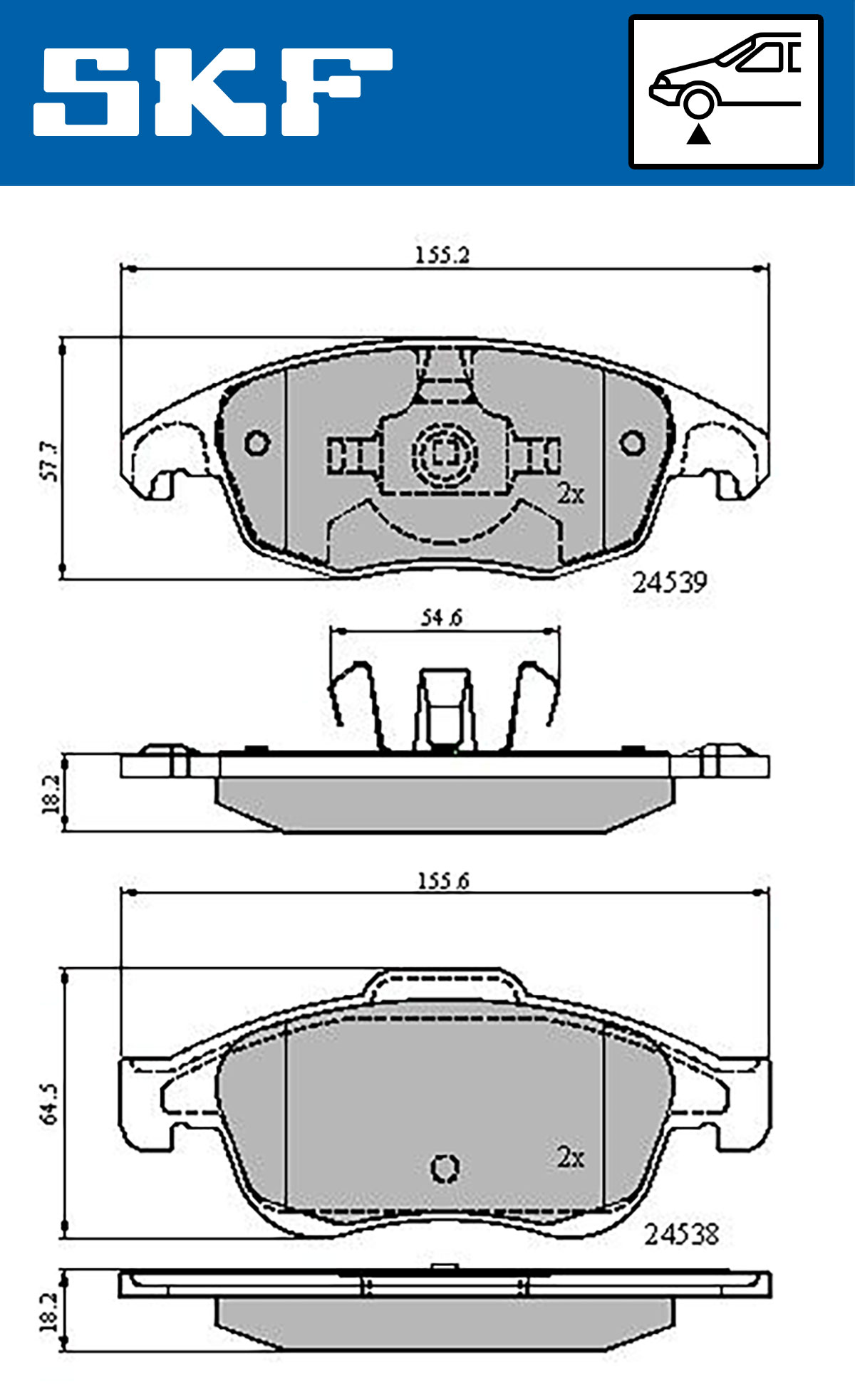 Set placute frana,frana disc VKBP 80005 SKF